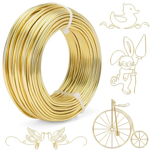 3mm Draht Zum Basteln 15m Aluminiumdraht Anodized Basteldraht Gold Schmuckdraht Wire Draht Sehr Weich, Biegsam und Vielseitig Verwendbar für die Herstellung