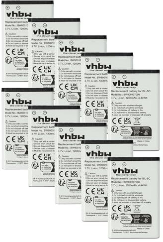 vhbw 10x Akku kompatibel mit Telekom A806 Handy Smartphone Telefon (1200 mAh, 3,7 V, Li-Ion)