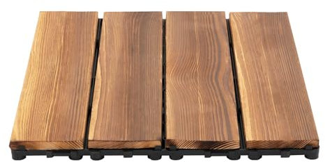 36 Stück Terassenboden Außen, wpc Fliesen Terrassenfliesen, Terrassenfliesen Klicksystem, Terrassendeckfliesen Holz Braun Interlocking DIY