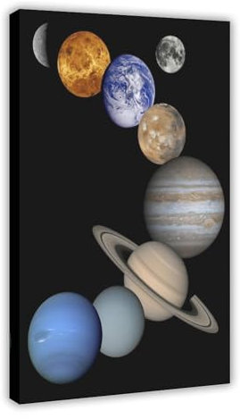 MExmeb Leinwandposter Sonnensystem, Astronomie, Schlafzimmer, Dekoration, Sportlandschaft, Büro, Raumdekoration, Geschenk, Rahmen-Stil, 50 x 75 cm