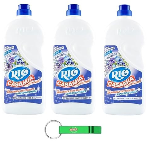 3x Rio Casa Mia Lavanda - Super Igiene Detergente per Pavimenti e Superfici - 1250ml + Portachiavi Beni Culinari in Omaggio