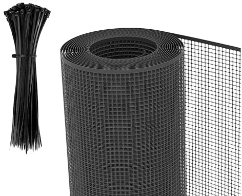 DMS Rete Protettiva in Plastica 10x10 mm - Altezza 1 Mt - Adatta a Balconi - Cancelli-Recinzioni. Protezione per Bambini e Animali Domestici (Antracite, 15 Mt)