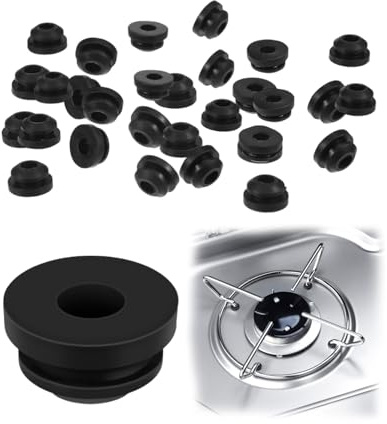 KGDUYC 30 Piezas Soporte de Goma para Olla para Estufas de Gas - Patas de Goma Antióxido, Anillo de Sello de Goma para Soporte de Olla con Varilla de 5 mm, Anillo de Sello de Goma para
