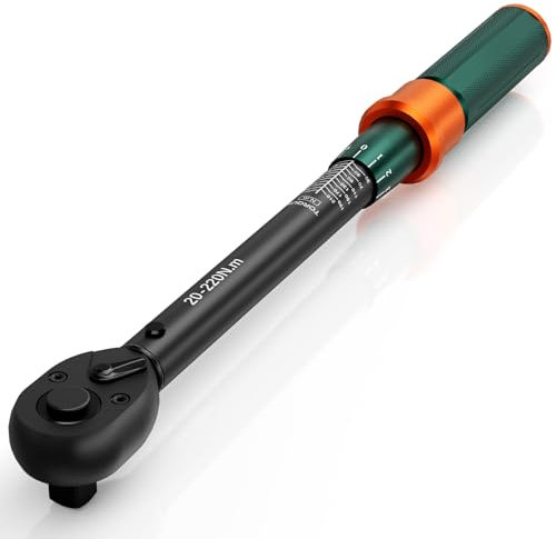 NADOKHI Llave Dinamometrica 1/2, 20-220Nm, 72 Dientes Cabezal Reversible Llave Dinamometrica Coche, Precisión ±3%, para Reparación y Mantenimiento de Moto, Coche y Camión