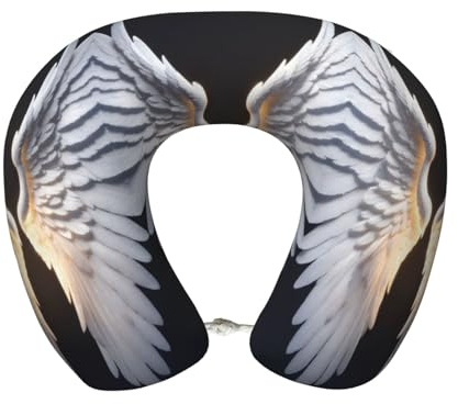 JEJEA Angel Wing print Airplane Pillow for Optimal Relaxation,Lumbar Support Pillow, Great for Air Travel