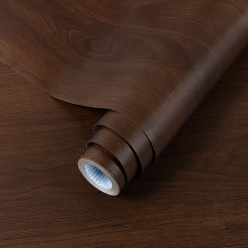 Decoroom Sticky Back Plastic Roll Wood Effect Vinyl Wrap Self Adhesive | 40X300cm Dark Brown Grain Peel and Stick Wallpaper Contact Paper Waterproof Film Cover Cupboard Countertop Furniture Stickers