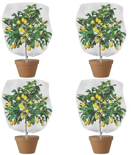 ZYNERY 4 Pack Garden Netting Mesh Plant Protection Bags, Insect Bird Protection Barrier Netting Mesh Plant Cover Bags with Drawstring for Flower Fruits Vegetables (150cmx100cm)