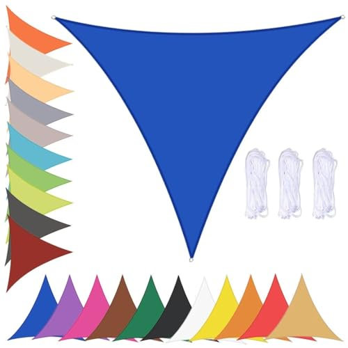 Tenda a vela triangolare impermeabile blu scuro per patio, giardino, 6 x 6 x 6 m, protezione UV al 90%, vele ombreggianti con occhielli
