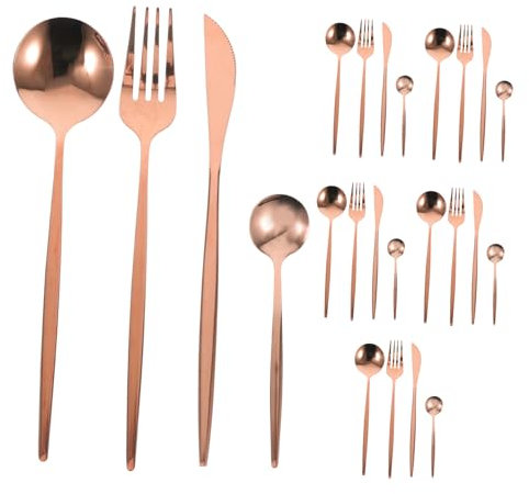 BUGUUYO Service De Couverts En Acier Inoxydable 6 Pièces Fourchettes Cuillères Pour Buffets Et Occasions Formelles