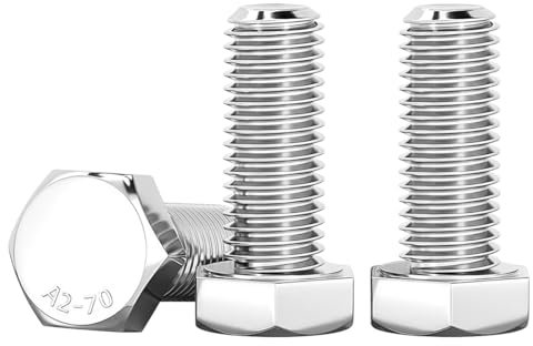 Drenky M10 Sechskant Schrauben‌ Edelstahl A2 V2A M10 x 25mm Sechskantkopfschrauben 10 Stück DIN 933 Maschinenschrauben für Möbelreparatur, Automobil und Maschinenmontage, Silber