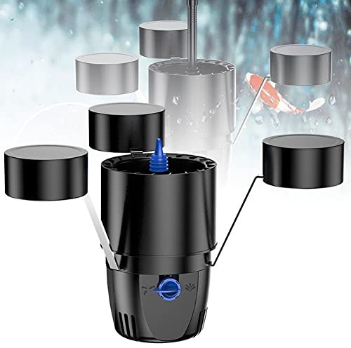 PASPRT Skimmer de Estanque 2 en 1, Skimmer Flotante con luz de inmersión, 3 Modos de Fuente, recolector de Hojas caídas para estanques de Peces, Skimmer Flotante para Piscina