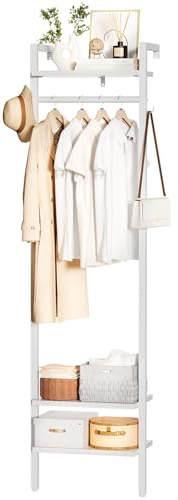 YMYNY Perchero de Pared, Perchero de Almacenaj, Alto 180CM, Perchero para Ropa, Organizador de Almacenamiento de Pared, para Dormitorio, Salón, Estilo Industrial Blanco HGR003W