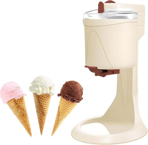 Gelatiera Universale per Gelato Soft, gelatiera Fatta in casa, Facile da Usare e da Pulire, Automatica, da 1 litro, in plastica, Perfetta per preparare Il Gelato Fatto in casa. Beige,27 * 42.5cm