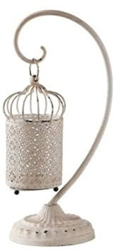 Lizhuzhuzs28 Deko Kerzenständer Retro Alten Vogelkäfig Schmiedeeisen Leuchter Dekorative Kerze Stehen for Tisch Hochzeit Dinning Party Kerzenleuchter(Weiß)