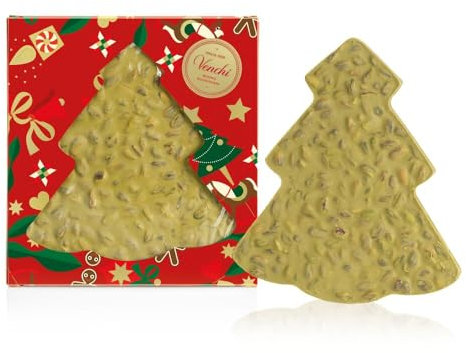 Venchi, Brutto&Buono, Artisan White Chocolate Slab with Whole Pistachios, Pine Tree Shape, Limited Christmas Collection, 7.1 oz, Gluten-Free, Gift Idea