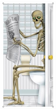 TAIYOU Cortina de puerta de Halloween con ojal divertida cortina de ducha de 90 x 180 cm para puerta de Halloween, decoración de pancarta espeluznante con calaveras, cortina de baño con cintas