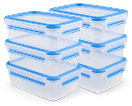 EMSA Clip & Close Food Conservation, Food Storage Container, 6-teiliges Set, Auslaufsicher, Hygienisch, 6 x 1,0 L, N1032652