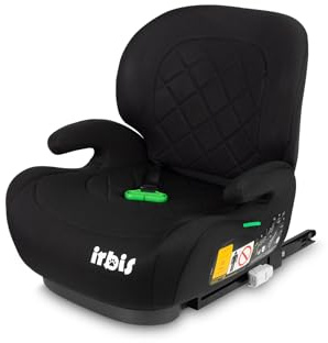 CARETERO - Kindersitz Autositz Isofix, Sitzerhöhung Auto 125-150cm, Kinder Auto Baby Erstausstattung, Ergonomische Armlehnen, Verstellbare Rückenlehne, Irbis I-Size, Schwarz