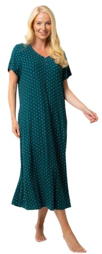 Suzy & Me Ladies Long Plus Size Luxury Soft Touch Jersey Nightshirt (FOREST, 30-32)