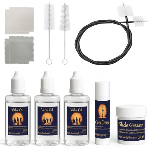 12pc Trumpet Cleaning Kit, Powerful Clean and Restores Smooth Valve Action, Maintain Trumpet and Sound Quality, Includes Trumpet Valve Oil and Slide Grease, Ideal for Musicians