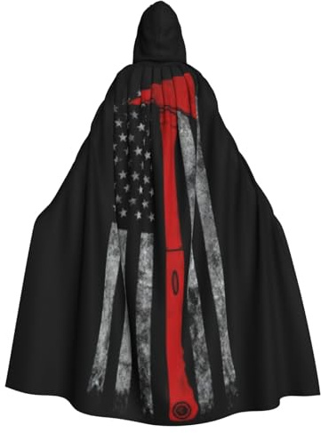 Yyoretp Capa con capucha para adultos, diseño de hacha de bombero con línea roja, para Halloween, carnaval, cosplay, Navidad, túnica