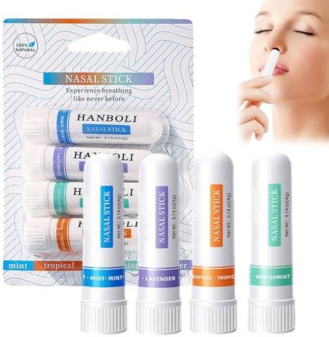 4 Stück Schnelle Hilfe Von Einer Verstopften Nase, Nasal Stick, Inhalierstift für die Nase, Verbessert die Atmung und Steigert Den Fokus für Studium oder Reisen, Arbeit
