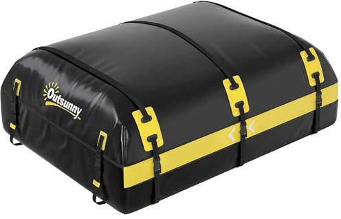 Outsunny Car Roof Bag Lock for Cars with/without Racks 21 Cubic Feet Yellow