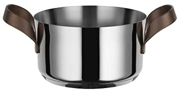 Alessi Edo PU101/16 - Kasserolle Mit Zwei Griffen aus Edelstahl 18/10, Griffe aus Edelstahl 18/10 Mit PVD Beschichtung, Braun