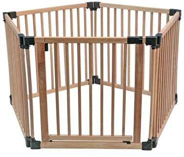 Safetots HolzSpielbereich, Fuenfeck, 5 x 80cm, Naturholz, 76cm Hoch, Multi-aktivitaetzentren, Spielbereich für Kleinkinder, Großer Spielbereich, Einfache Installation