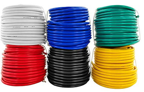 GS Power 300ft CCA 14 Gauge Wire Automotive, 50ft Roll, 6 Colors, 14 AWG 12v, Speaker Electrical Wire Low Voltage Primary for Car Stereo Audio Trailer Harness Hookup Wiring DIY
