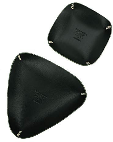 Leder Taschenleerer, Ledertablett Organizer,Schmuck-Tablett, Schreibtisch-Aufbewahrung Organizer für Schlüssel, Geldbörse, Uhr, Münzgeld, Handywechsel, Süßigkeiten-Halter(grün)