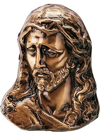 REAL VOTIVA FONDERIE D'ARTE Targa con bassorilievo in Bronzo per Cappella cimiteriale - Gesù Cristo con Corona di Spine [P.06.2047/20]