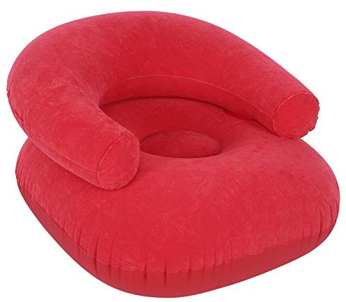 Aufblasbarer Flocking Sofa Lounge Chair mit Armlehne Leisure Lazy Sofa für Outdoor-Reisen Camping Picknickzubehör Rot