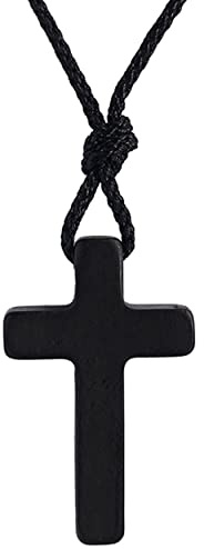Rehoboth Ebony Wooden Cross Pendant Necklaces for Women Men Handcrafted Gift Wood Hang from Rearview Mirror Pendant Decoration