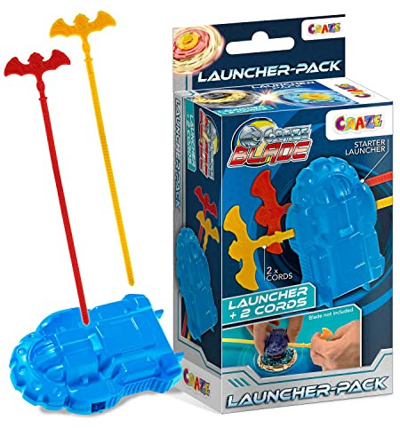 CRAZE Blade Launcher Pack für Kampfkreisel Starter + 2X Reisleinen für Blade Kreisel Metall Kinder Spielzeug Jungen Kreisel für Kinder Kinderkreisel 39922, Bunt