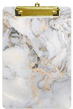 Hnogri porte bloc a5 avec pince, Plastique dur, Clipboard A5 dessin de mode, Planchettes à pince et porte-formulaires, 15CM x 22.5CM, Or gris