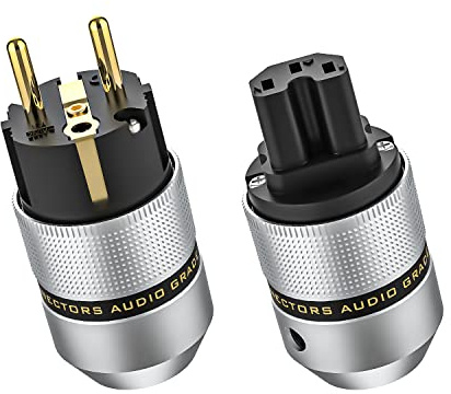 Tertullus High-End HiFi Netzstecker Aluminium Vergoldete Schukostecker & KaltgerÄtestecker kupplung,high-end Steckverbindungen(vergoldete, E820)
