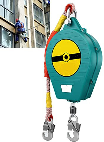 Einziehbar Absturzsicherung Gurt 3-20m, Selbsteinziehendes Rettungsleinenkabel mit Automatischer Sperrfunktion, Personenfallbegrenzer für Dach Lastenaufzug und Ferüste20m