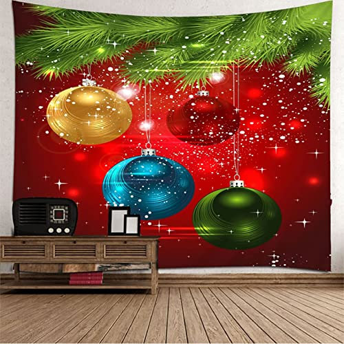 BYCILA Weihnachten Wandteppich Zum Bemalen Wandschmuck Outdoor Baum Mit Weihnachtskugeln Wandteppiche Illusionen Wanddekoration Industrial Rot Grün Blau Weihnachtsdekoration 200X200Cm
