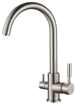 AORA® | VALERIA INOX 3 vie rubinetto in acciaio inox | Rubinetto da cucina girevole a 360° in acciaio inox massiccio 304 | Rubinetto per lavello per filtri acqua, impianti ad osmosi | Filtro acqua