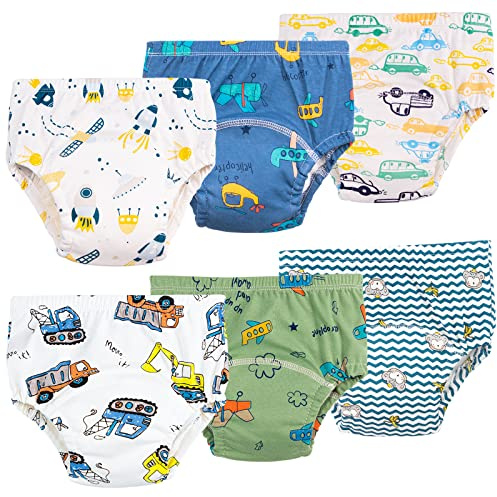 Potträningsbyxor för pojkar flickor，6 förpackningar Återanvändbara träningsbyxor för baby mjuka tvättbara, 2-6 år (as3, age, 3_years, regular, blå)
