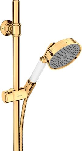 hansgrohe AXOR Ensemble de douche Montreux 0,90 m, douchette à main 100 1 jet Classic, 27982990, Couleur: Polished Gold Optic