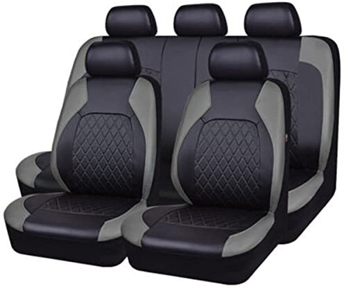 Zyph Auto Sitzbezügesets für Ford Ranger 2016 2017 2018 2019 2020 2021 2022,9 PCS Sitzschoner Auto,Wasserdicht Leder Auto Schonbezug Set Autozubehör,A/9pcs Set Grey
