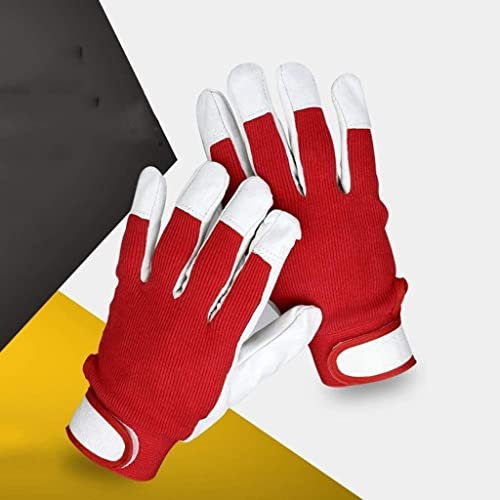 Elektrische Schweißhandschuhe, feuerbeständige Handschuhe Leder, Gartenhandschuhe Lederhandschuhe for Bauarbeiten, Bau, Schweißen, Fahren, Gartenarbeit usw. Txoz ( Farbe: rot) Schutz vor Kratzern AR -