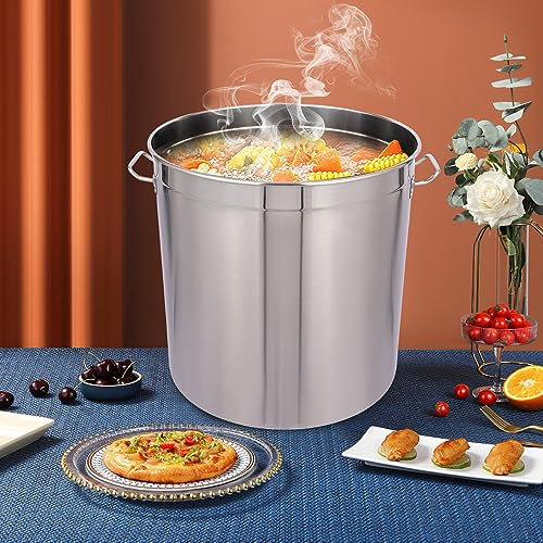 DiLiBee Casserole traiteur en acier inoxydable avec couvercle 25,89 gal 98 l - Idéal pour spaghettis, bouillettes de poisson, ragoûts