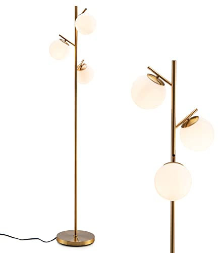 COSTWAY Lampada da Terra a 3 Globi, Lampada a Stelo Moderna con Comodo Interruttore a Pedale, 3 Basi per Lampadine e Robusto Palo in Metallo, Ideale per Salotto, Camera da Letto e Studio