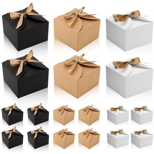 18 Stück Geschenkboxen, 9x9x6cm Geschenkboxen mit Band Leere Geschenkboxen Niedliche Geschenkboxen aus Papier für Weihnachten Geburtstag Hochzeit Party Süßigkeiten Schokolade (3 Farben)