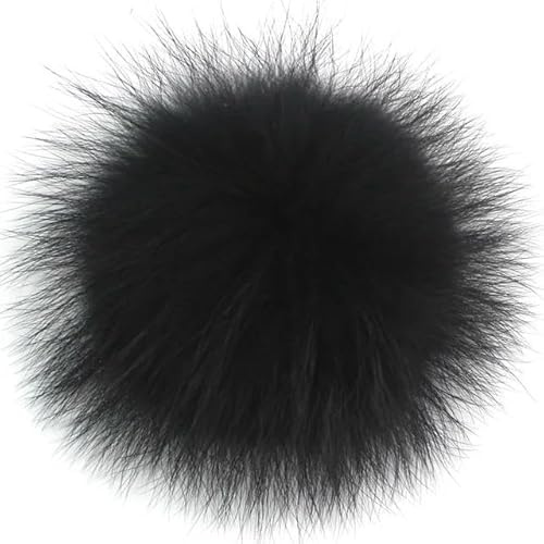 QIUMING Pompon in Vera Pelliccia soffice con Bottone 13-15cm Pompon in Pelliccia di Procione Fai da Te Palline Pompon in Pelliccia per Sciarpe Cappelli ponpon