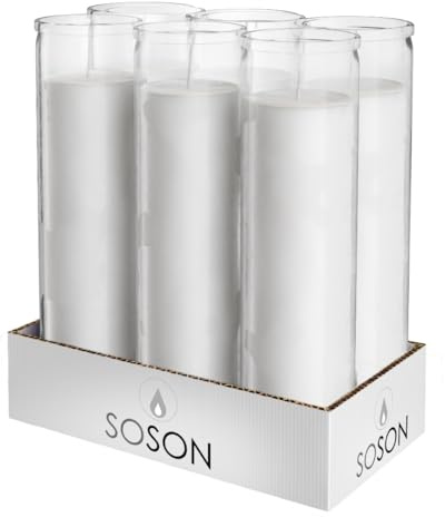 Simple Soson White Devotional Prayer Candle 2x8, Unscented, 6 Pack