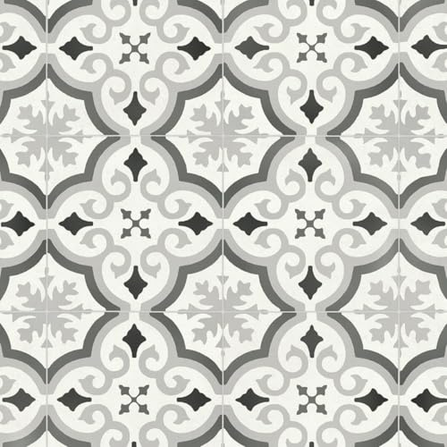 VINYL FLOORING UK White Grey Designer Anti-Slip Vinyl Flooring For LivingRoom, Hallways, Kitchen, 2.8mm Thick Cushion Backed Vinyl Sheet, Waterproof Lino Flooring-1m(3'3) X 3m(9'9)-3m²